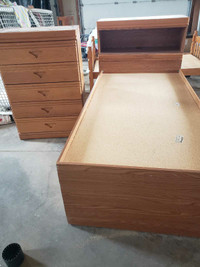 Bed with dresser and night stand