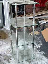 Glass and chrome shelving unit 