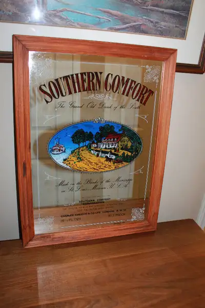 Vintage XL Southern Comfort beer mirror frame, View more