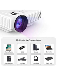 DRJ Mini Projector Outdoor Movie Projector with 100Inch Projecto
