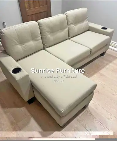 Beige leather 3 seater sectional sofa sectional couch new sofa, View more