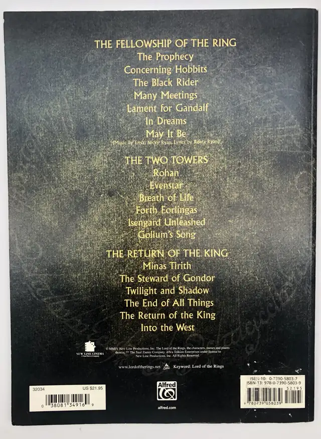 The Lord of the Rings The Motion Picture Piano and Lyric 
 in Other in Bedford - Image 8
