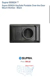 New Supra 000624 KeySafe Over-the-Door Mount Mortise - Black
