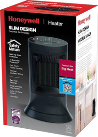 Honeywell HCE309BC Slim Ceramic Mini-Tower Space Bedroom Heater 