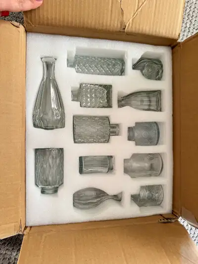 Glass Buf Vase Set of 12 - Clear Glass, View more