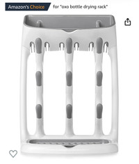 OXO Tot Space Saving bottle Drying Rack, White and Grey