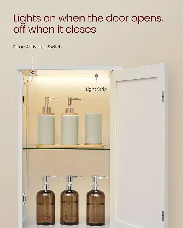 Larger Tall Bathroom Cabinet with Lights, Slim Bathroom in Bathwares in Markham / York Region - Image 4