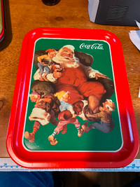 Coca Cola Santa With Elves Tray 1990 coke tray
