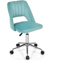 Grey Velvet Accent Office Chair Adjustable Swivel Vanity Task