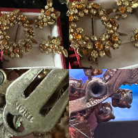“TRIAD” Signed Cinnamon Rhinestone Brooch and Earrings Set 1950s