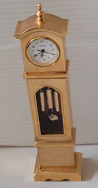 Vintage Gold Tone Brass Catina Quartz Mini Grandfather Clock