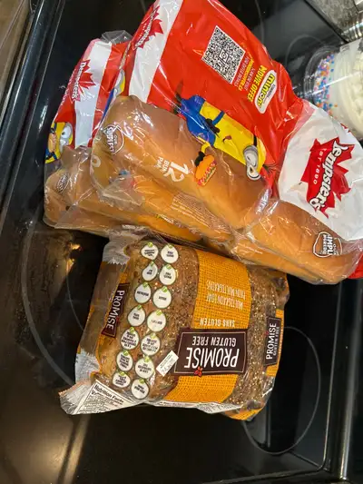 Gluten free bread ; two packs of buns