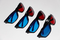 4X LUNETTES 3D/3D LENS-MOVIES+GAMES+BOOKS-RED+BLUE (NEUF/NEW)