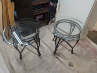 Pair of beautiful Glass top Tables Metal Frame