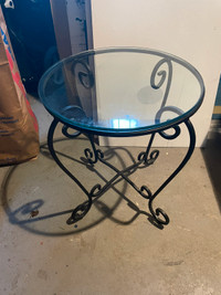 Cast iron glass top table - $100