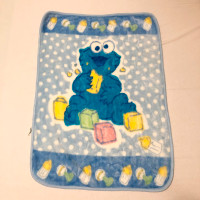 2004 Sesame Beginnings Cookie Monster Baby Blanket 42 x 29.5 In