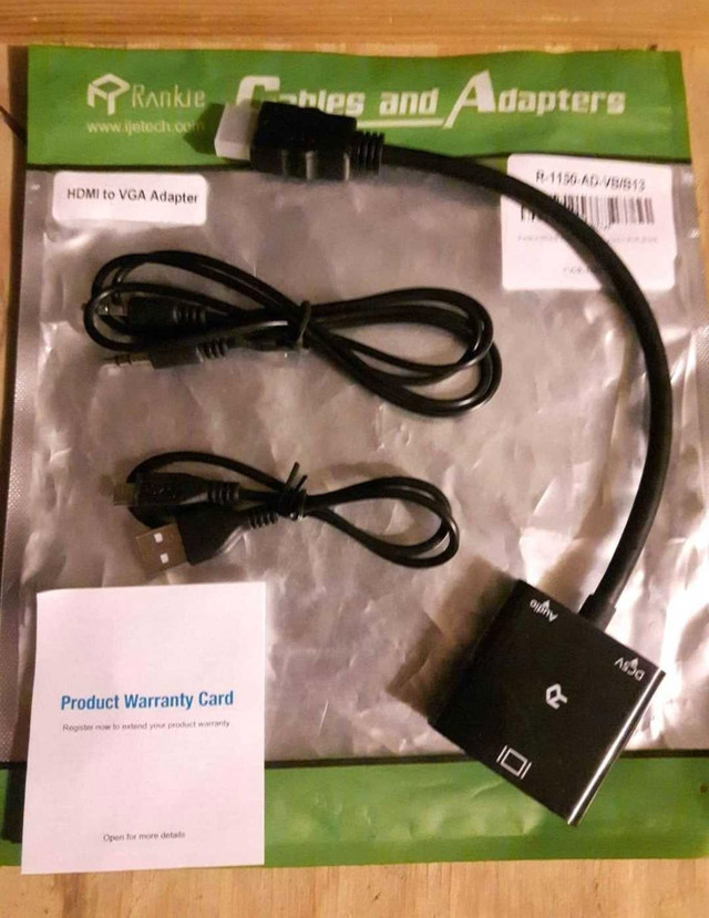 HDMI to VGA converter with dc5v to USB and audio cables. New $10 in Cables & Connectors in Calgary