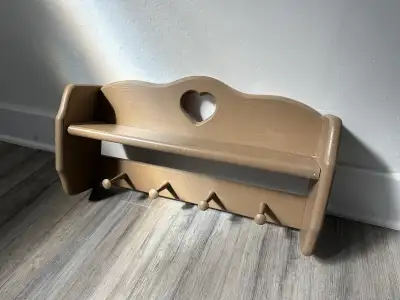 Wooden Shelf with Hanging Pegs, View more