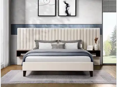 Modern Style Includes 2 Floating Wooden Night Stands, View more