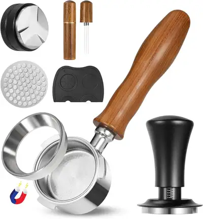 6 Piece 54mm Bottomless Portafilter Set, 53mm Spring-loaded Coff, View more