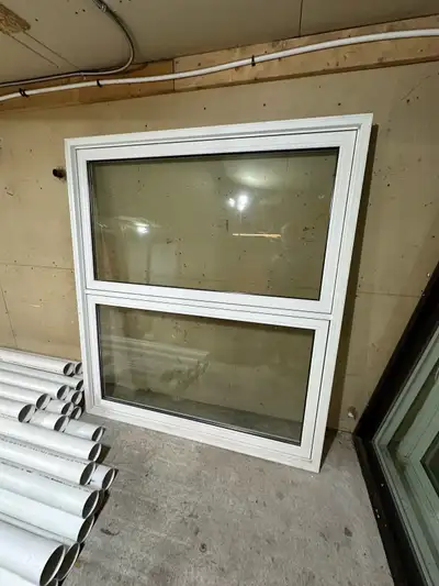 3 windows Each measuring 67” high X 76” wide One window is an operator with screen in white trim One...