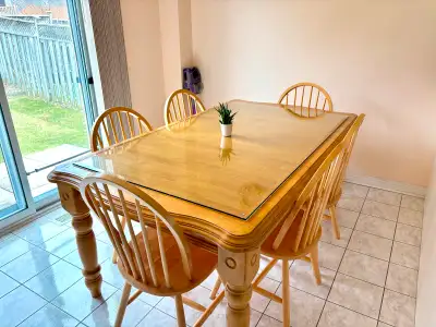 Price is firm. Dimensions: 70 x 42 x 30(h)” inches Deattachable Smaller Table: 52x42x30h” Material:...