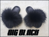 Fur Slides Plush Black