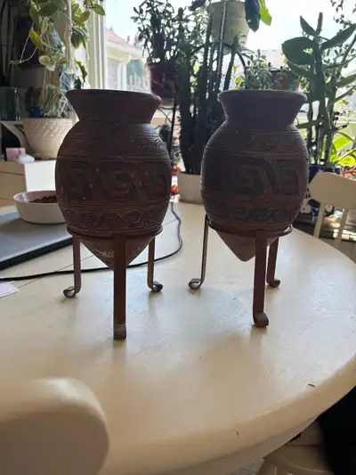Pottery Vase on Tripod Stand, View more