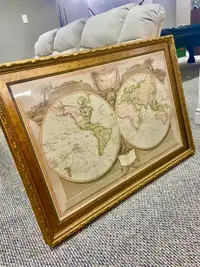 WORLD MAP WALL PICTURE WITH FRAME 