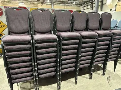 Stacking Plum Coloured Cloth Banquet / Church / Dining Chairs, View more