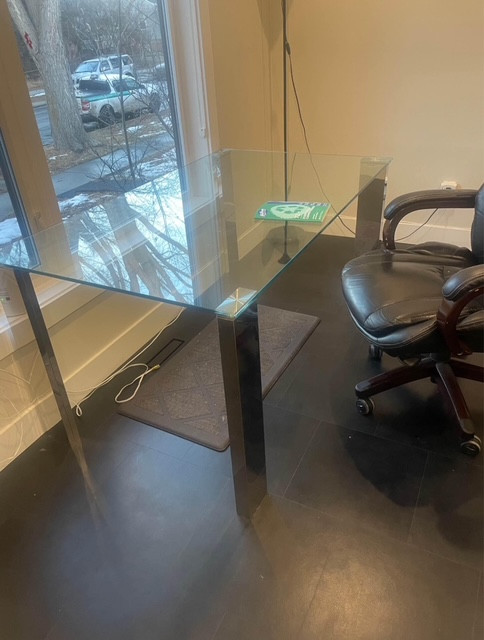 Glass Table / Glass Desk with Chrome Finish Legs in Desks in Edmonton - Image 2