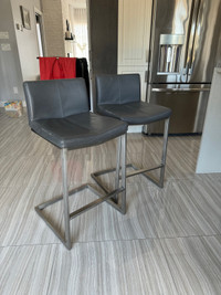 2 Stools Leather - 2 Tabouret cuir 