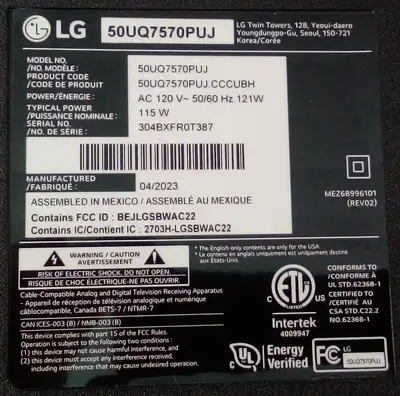 Non working 50 inch LG Led TV, model 50UQ7570PUJ. If interested please call 647-727-0482 between 7pm...