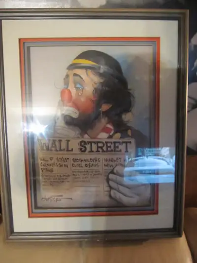 Oberstein Clown  Framed 3D  Box Art Tears On Wall Street Picture, View more