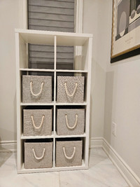 IKEA Cube Shelf (2x4 Mini Cubes) + 6 Basket Drawers for Storage