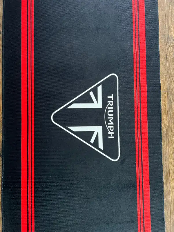 Triumph motorcycle display carpets runner mats rug yoga garage in Other in Barrie - Image 2