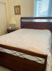 Mahogany Bed Frame and Boxspring (Queen)