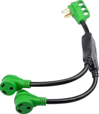 RVGUARD RV Y Adapter Cord 50 Amp 14-50P Male Plug to Two 30 Amp TT-30R Female with LED Power Indicat...