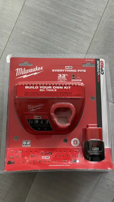 Milwaukee M12 brand new charger with one CP2.0 battery, View more