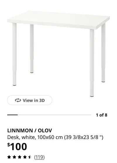 White Adjustable Table, Free Black Stool, View more