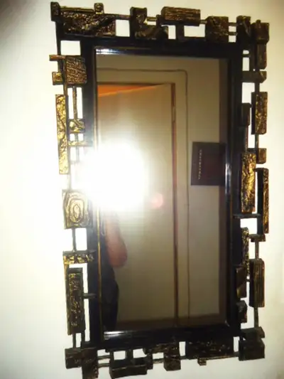 Rare 1974 Brutalist Wall Mirror by Syroco Dart MCM, View more