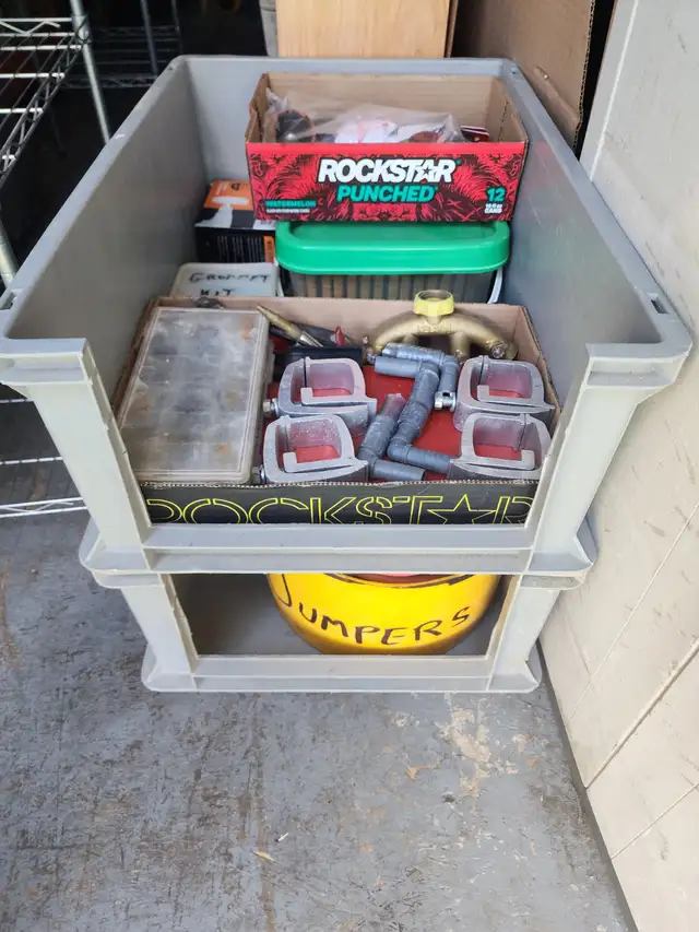 6 Pc. Stackable Industrial Bins Totes Out Of Hard Thick Plastic in Tool Storage & Benches in Windsor Region - Image 6