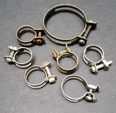 Vintage vehicle / auto / car radiator hose clamps * 6 x 1 inch (2.54 cm) * 1 x 2 inches (5.08 cm) *...