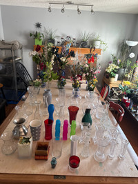Vases and artificial flower agrengments