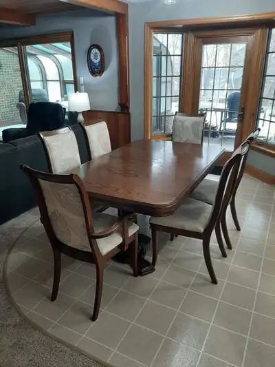 Oak Dining Room Table & Chairs, View more