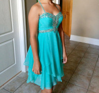 Turquoise Dress with stone bodice - Size 6