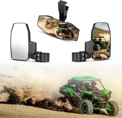 MSRP: $300.30 KIWI MASTER Rear View Center & Side Mirrors for Kawasaki Teryx KRX 1000 Package Condit...