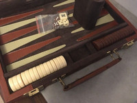 Vintage Retro Large 16” Complete CORDUROY BACKGAMMON GAME Case!