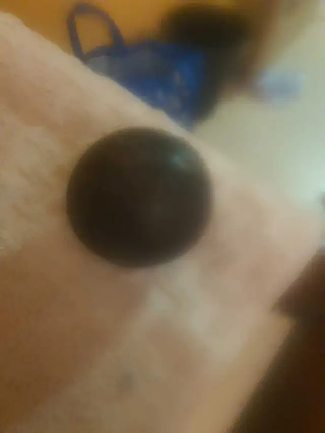 Canon ball.... 7 1/2 cm in diameter.