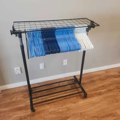 37 inches at widest point Height adjustable from 43 to 63 inches Lightweight ***hangars are not incl...